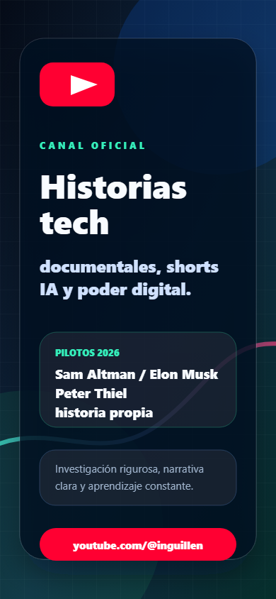 Marcelo Guillén YouTube channel with documentary podcast, shorts, technology, AI and digital power